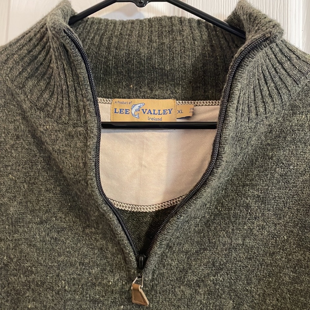 Lee Valley Ireland. lambswool mossy green quarter zip sweater. XL. - Picture 4 of 10